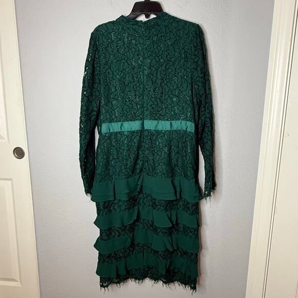 Rachel Parcell Long Sleeve Green Lace Tiered Cocktail Dress - Picture 5 of 5